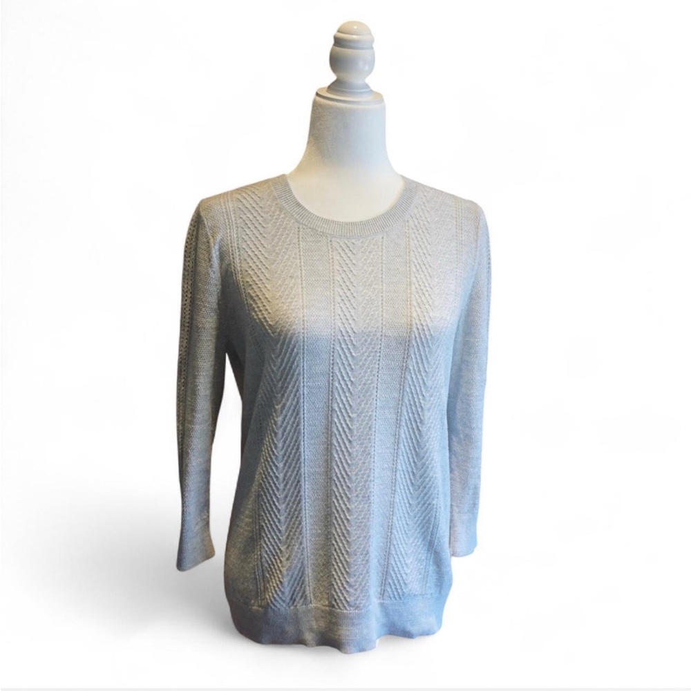 💚 BANANA REPUBLIC Gray Keyhole Pattern Sweater (M)